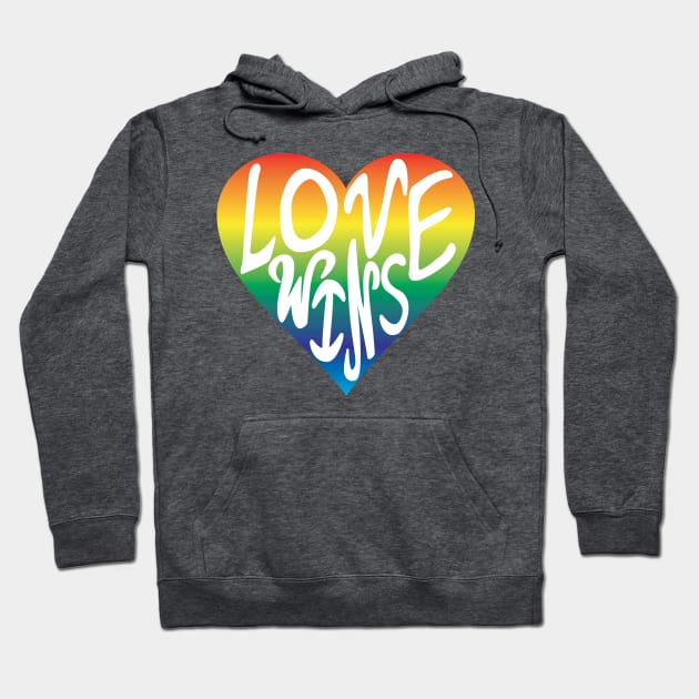 Love Wins Heart Rainbow Pride Hand Drawn Valentine’s Day Hoodie by ItsRTurn